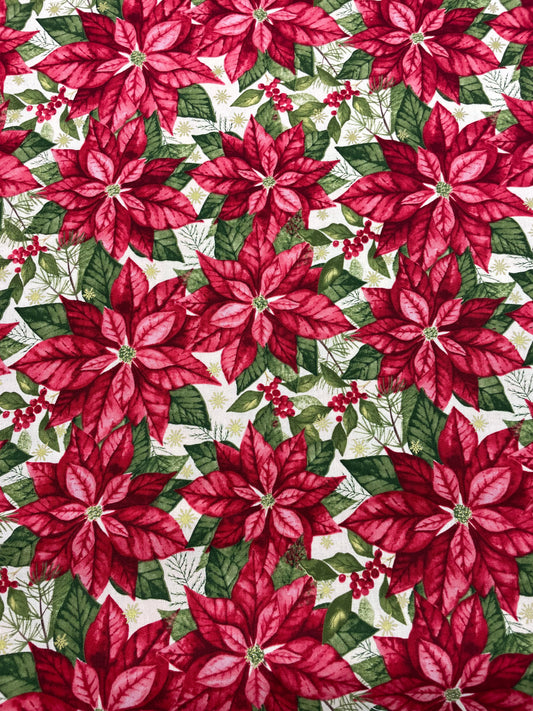 Poinsettias with gold snowflakes
