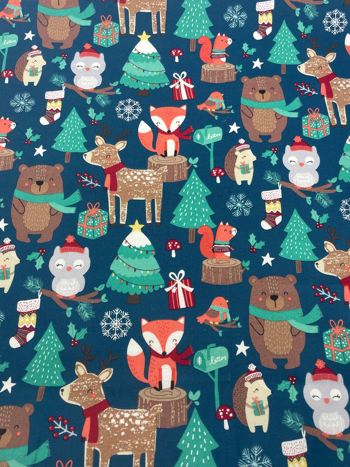 Woodland Christmas on Dark Blue
