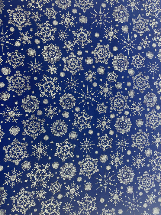 Silver Snowflakes on Blue